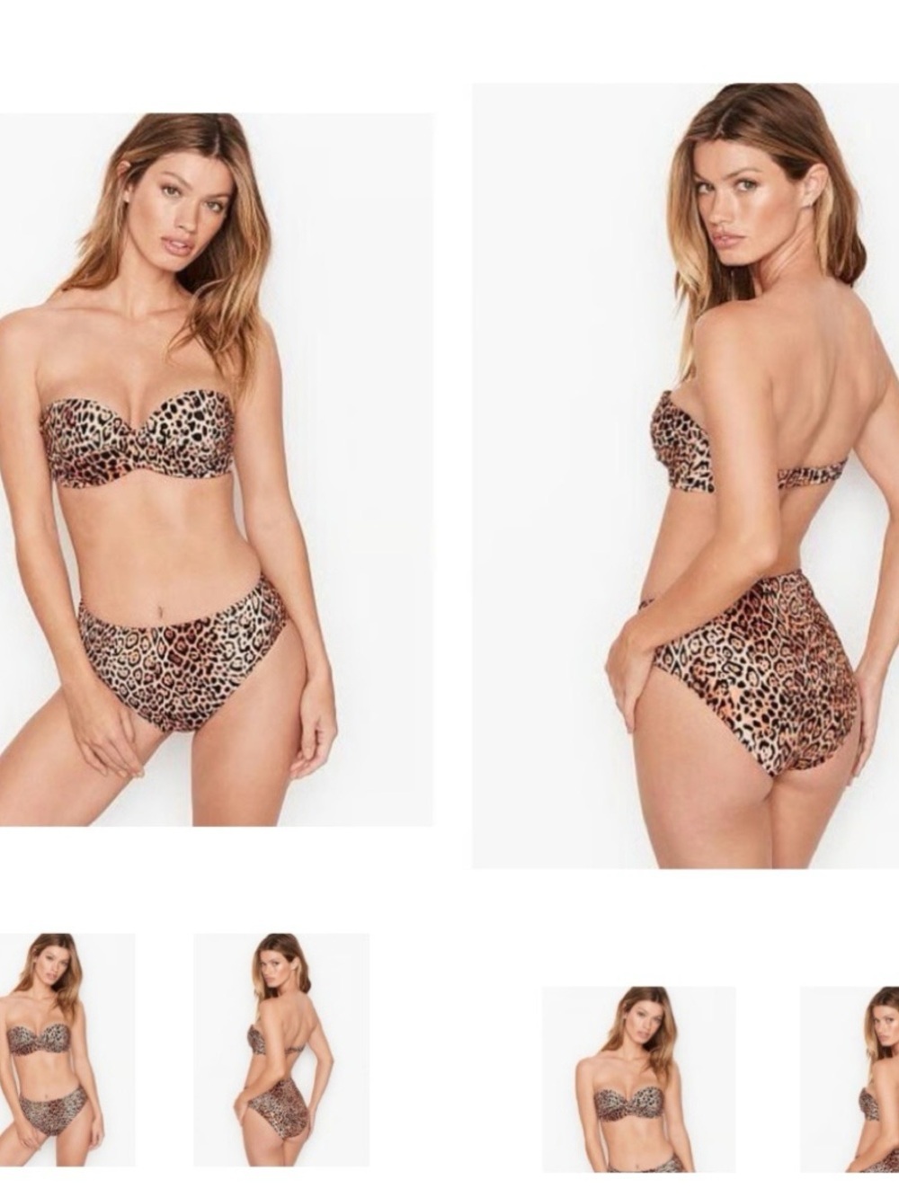 Victoria’s Secret Leopard Print Strapless High-Waist Bikini Set - Brown sz S 34C